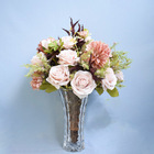 Arranjo Rosas E Dálias Artificial No Vaso De Vidro | Formosin